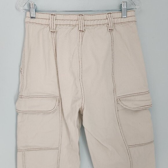 PacSun‎ Elastic Waist Cargo White Cream Cotton Pants Womens Medium (28x27) EUC - Picture 7 of 13